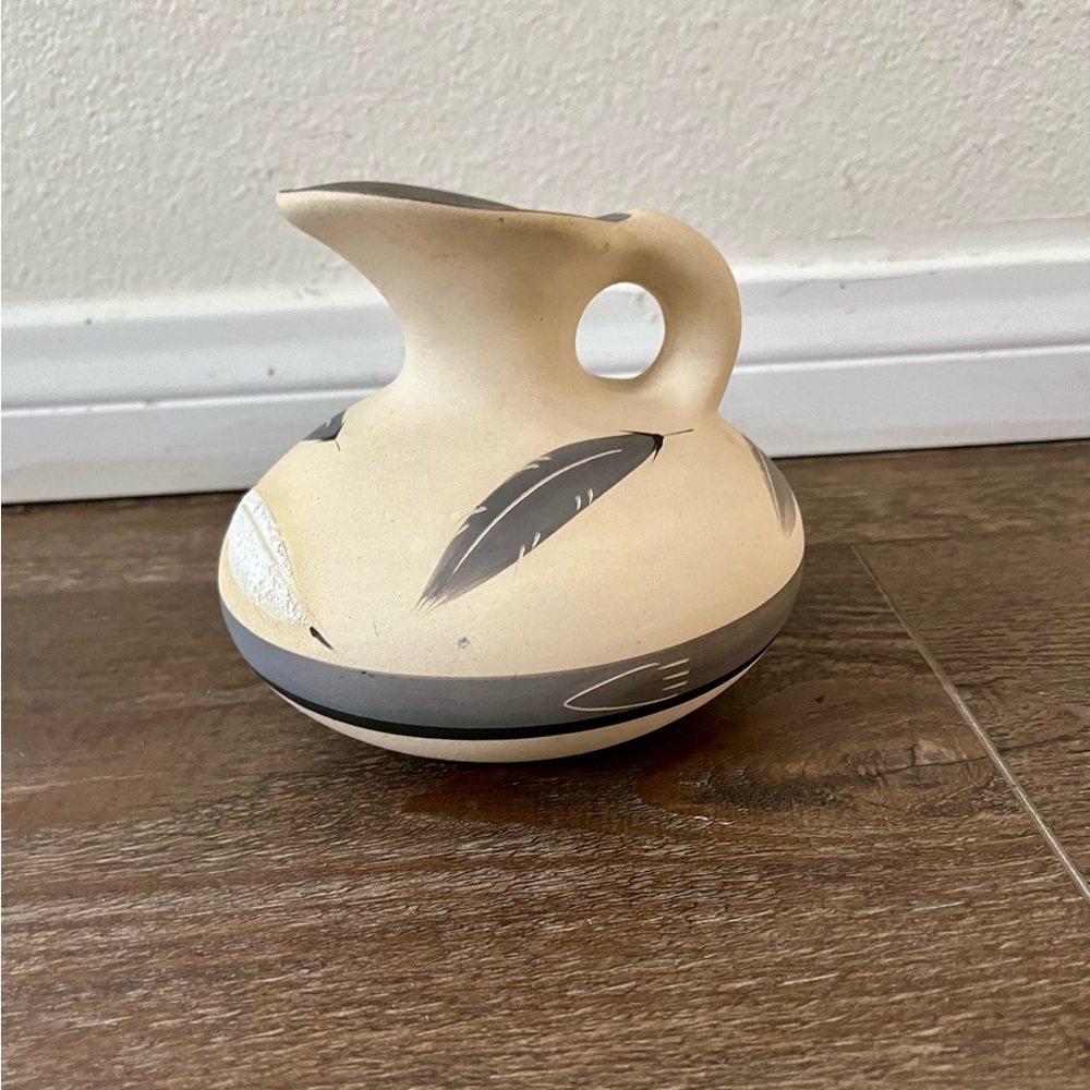 Vintage 1980 Desert Pueblo Pottery Pitcher signed Grey Eeather